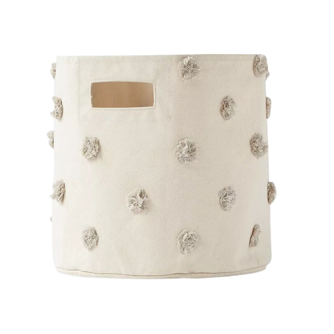 pom pom cotton canvas storage bin