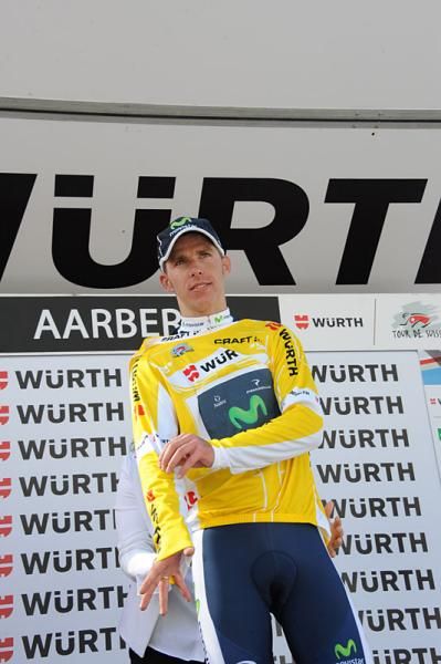 Rui Alberto Faria Da Costa (Movistar Team) puts in his fresh yellow jersey