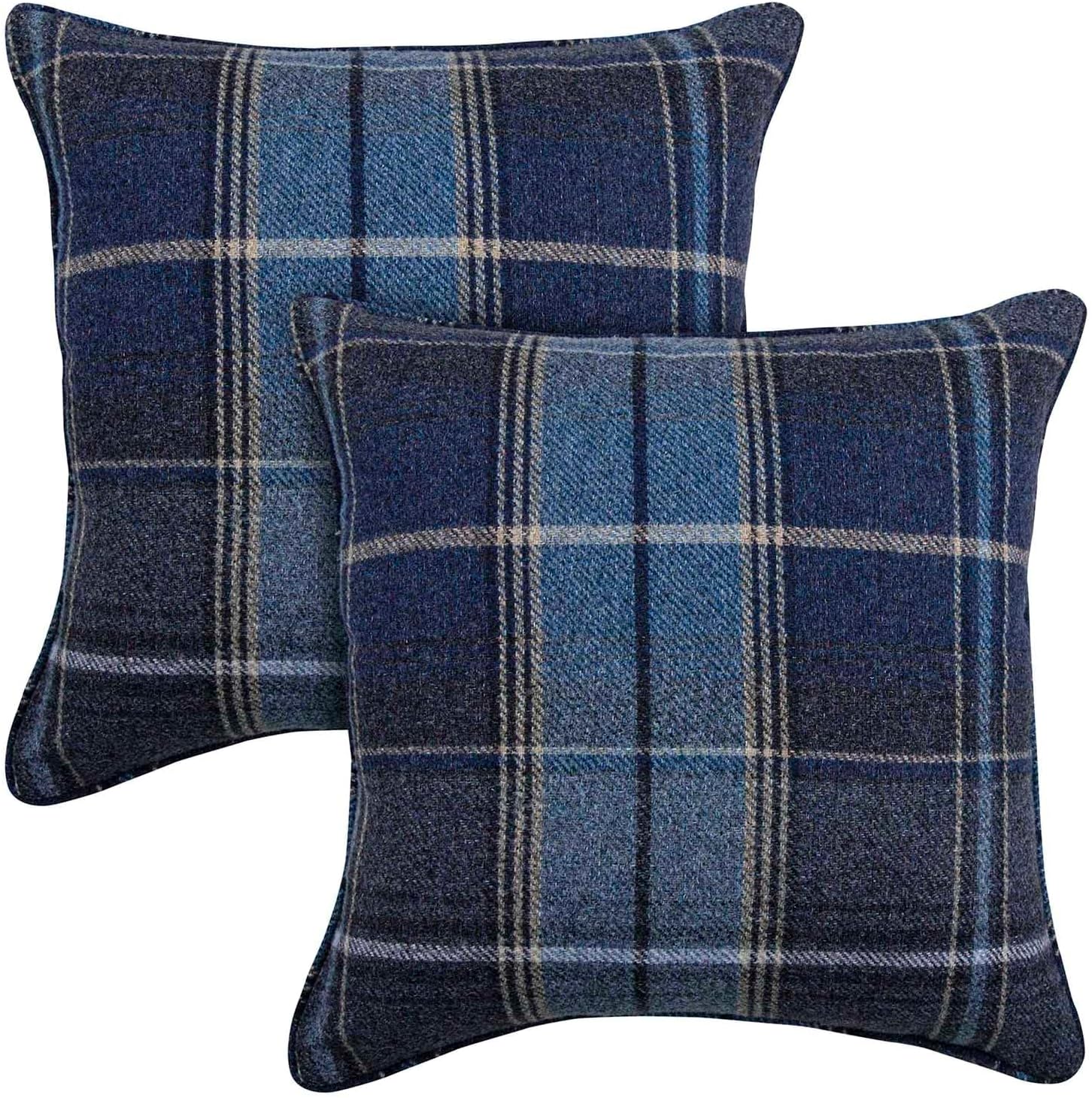 Tartan Cushion Covers - Set of 2 Navy Blue