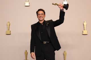 Robert Downey Jr., winner of the Best Actor in a Supporting Role award for “Oppenheimer”, poses in the press room during the 96th Annual Academy Awards at Ovation Hollywood on March 10, 2024.
