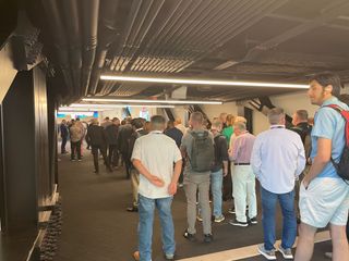 Attendees queuing at HPE Discover 2024 ahead of the opening keynote session at the Sphere in Las Vegas, Nevada.