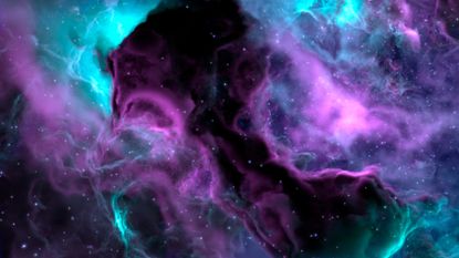3d rendering. Space wallpaper and background. Universe with stars, constellations, galaxies, nebulae and gas and dust clouds - stock photo