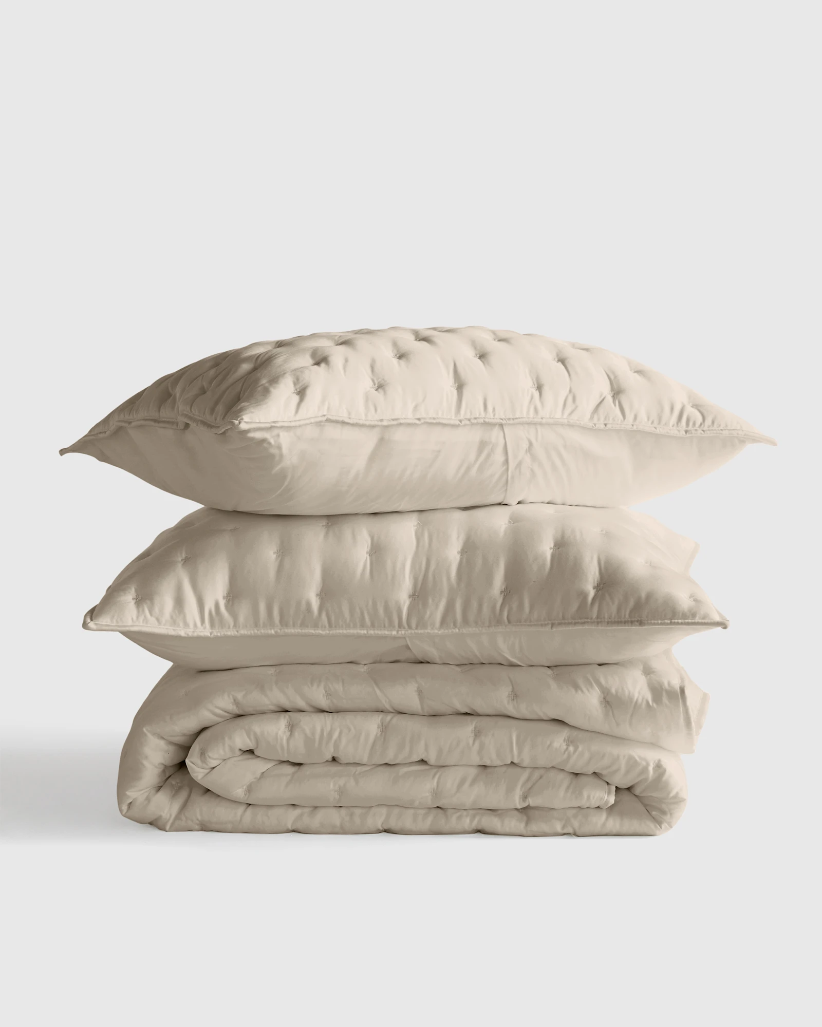 100% Organic Bamboo Dream Quilt Set in Sand, Size Twin