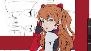Drawing of Neon Genesis Evangelion character Asuka in Procreate by Paul Kwon