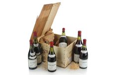 Bottles of Domaine de la Roman&eacute;e-Conti at Sotheby's first wine and spirits auction in Switzerland