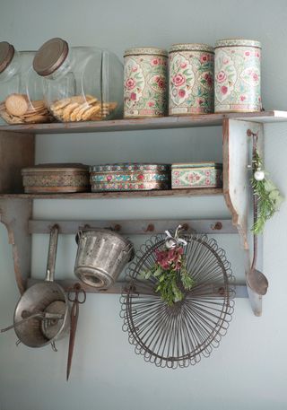 Vintage tins used to create a display