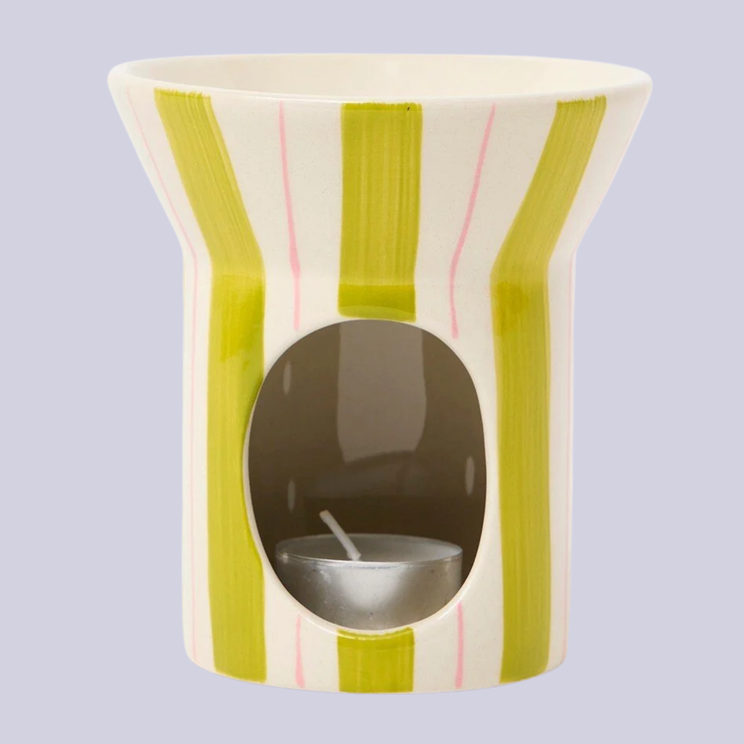 A striped tealight oil burner