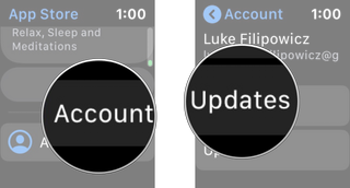 Tap account and then tap updates.