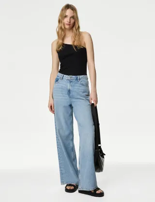 Slouchy Mid Rise Wide Leg Jeans