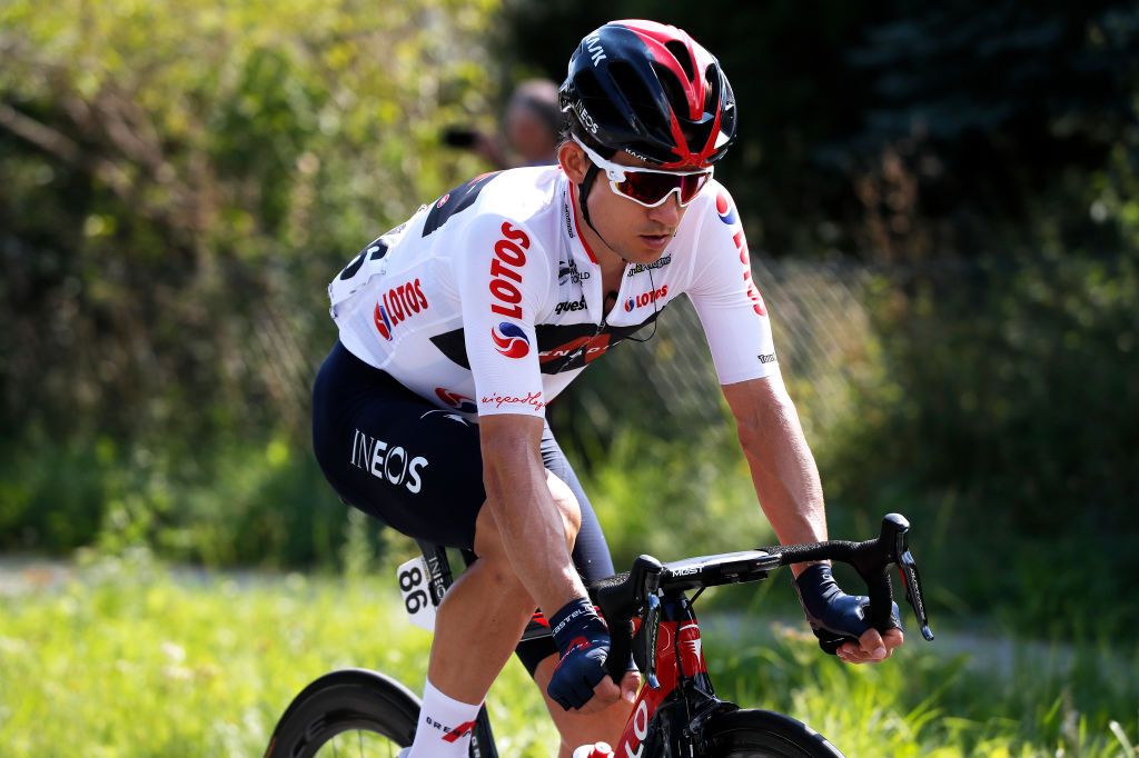 BIELSKOBIALA POLAND AUGUST 13 Michal Kwiatkowski of Poland and Team INEOS Grenadiers White Sprint Jersey during the 78th Tour de Pologne 2021 Stage 5 a 173km stage from Chochow Czarny Dunajec to BielskoBiaa 434m TourdePologne TDP2021 UCIWT on August 13 2021 in BielskoBiala Poland Photo by Bas CzerwinskiGetty Images