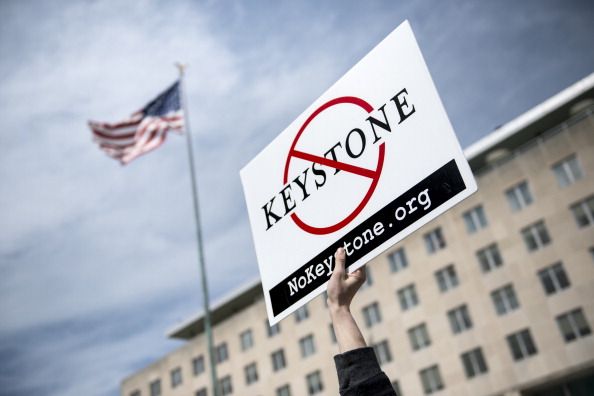 A sign protesting the Keystone XL pipeline.