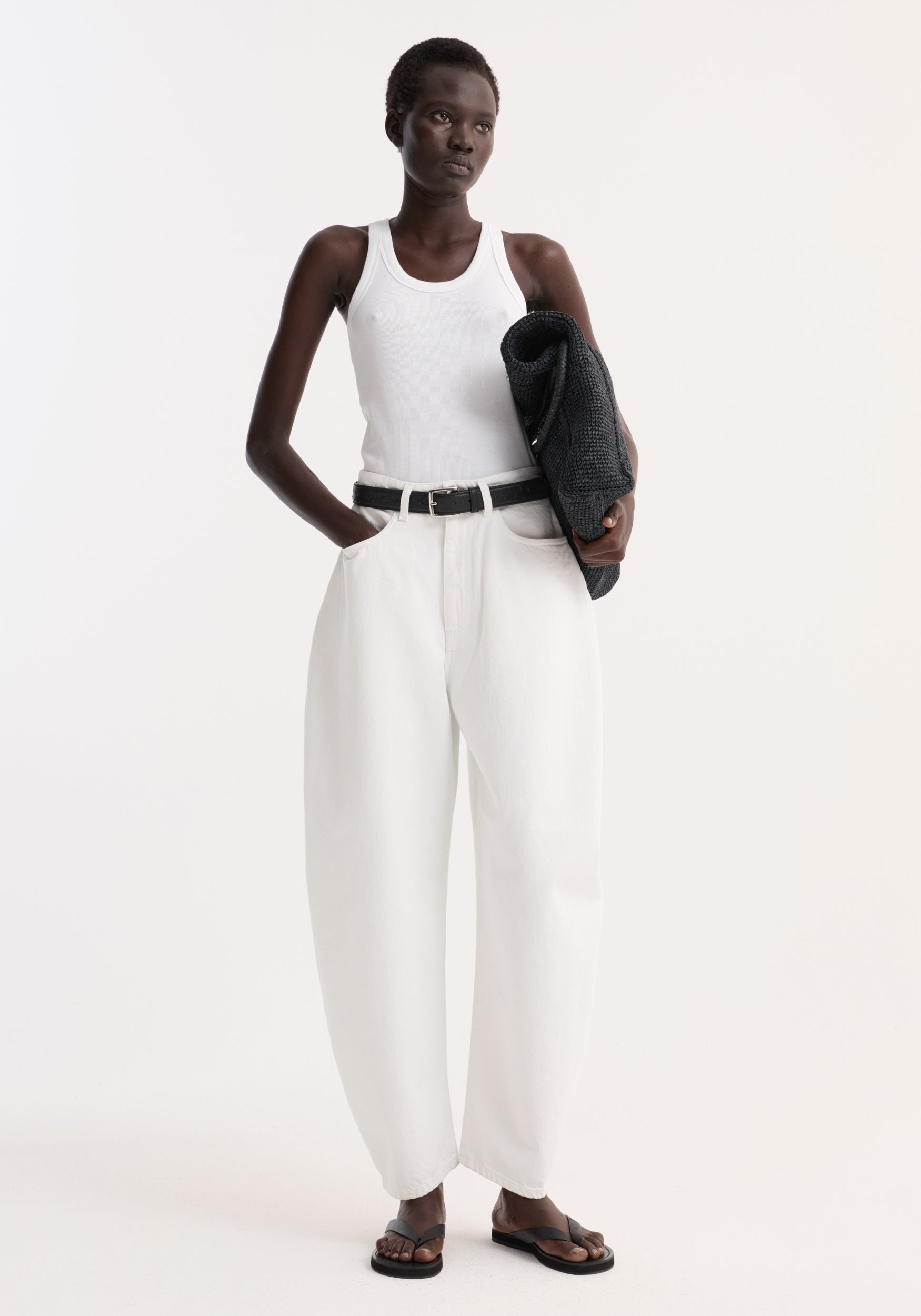 Sculptural Denim Trousers | Optic White