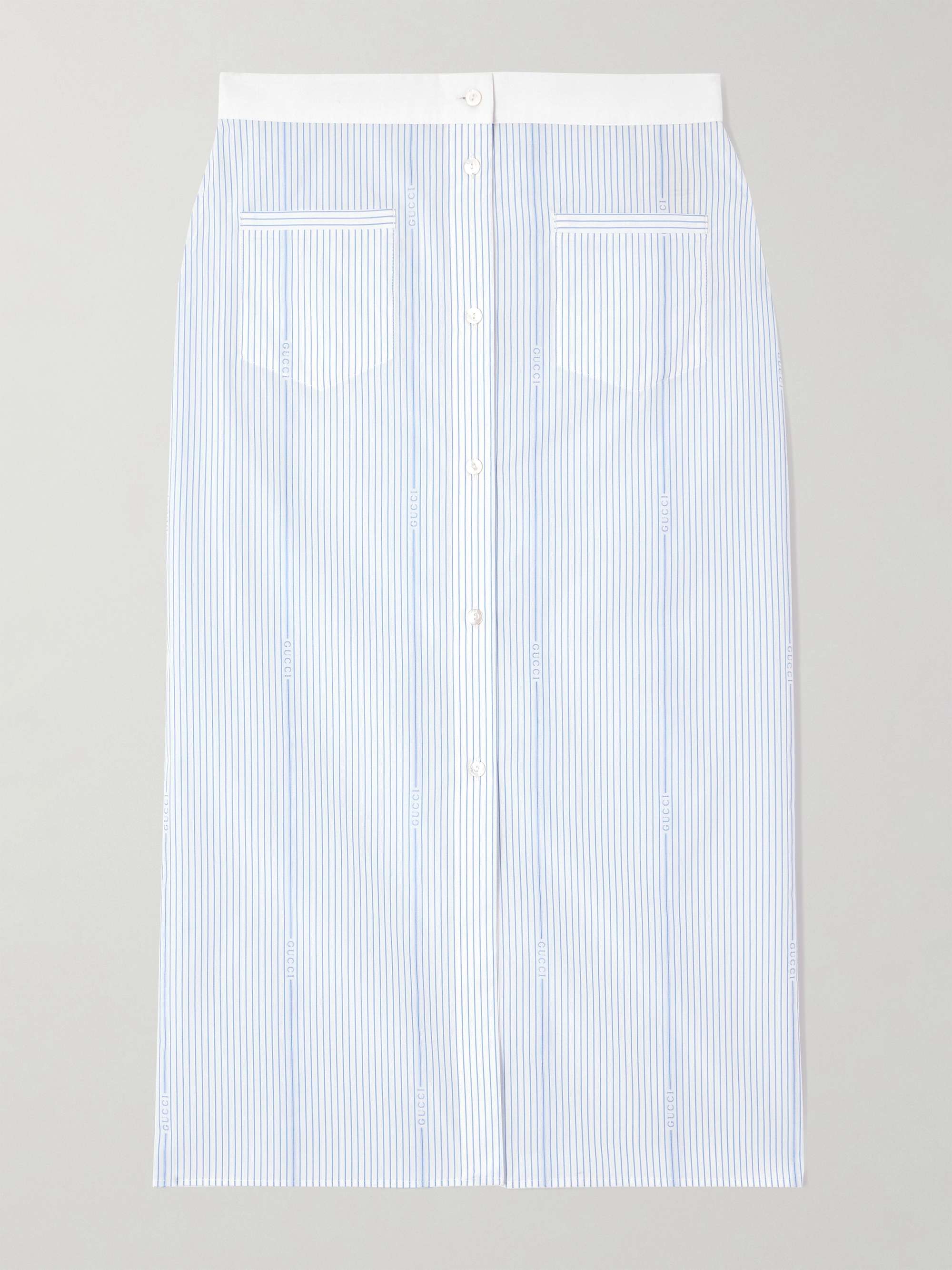 Lido Striped Cotton-Poplin Midi Skirt