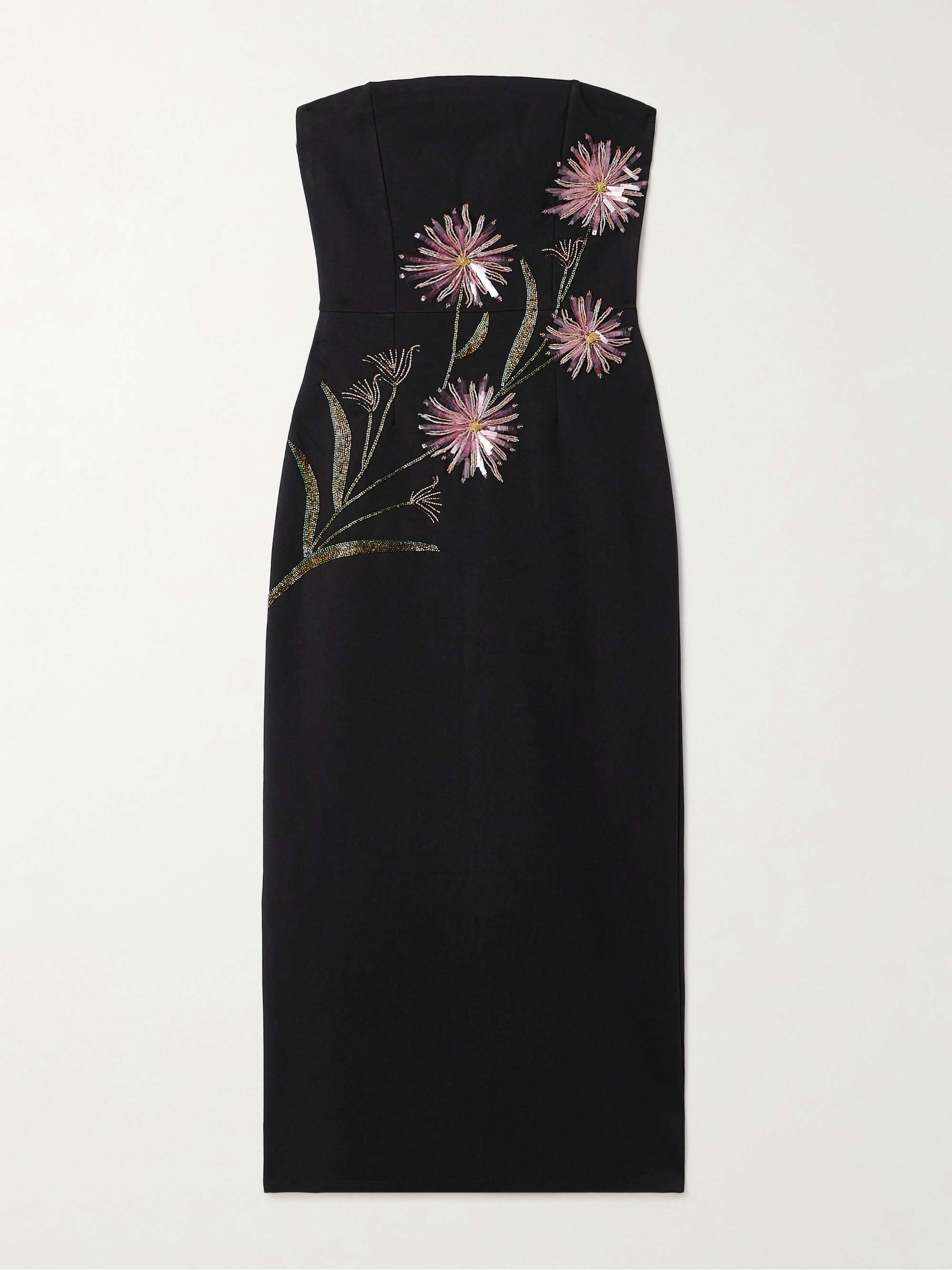 Brooke Strapless Embellished Crepe Midi Dress