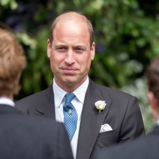  Prince William, Prince of Wales attends the wedding of The Duke of Westminster and Miss Olivia Henson at Chester Cathedral on June 7, 2024 in Chester, England. 