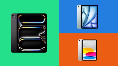 iPads on a coloured background