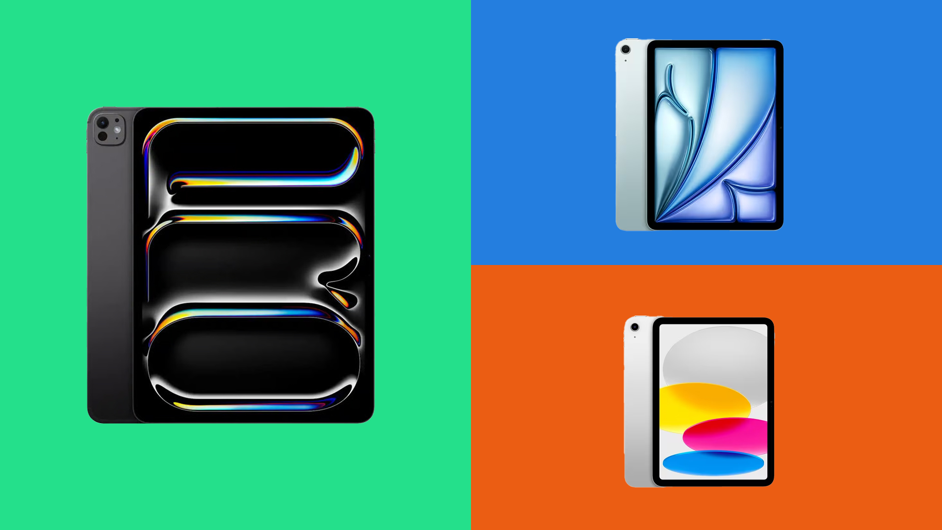 iPads on a coloured background