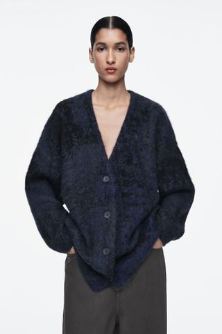 Alpaca-Blend Jacquard Cardigan