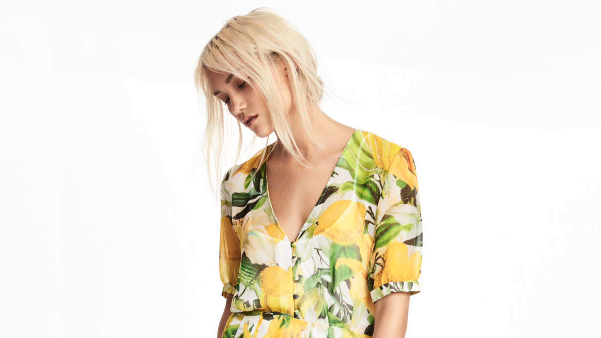 Lemon print dress store h&m