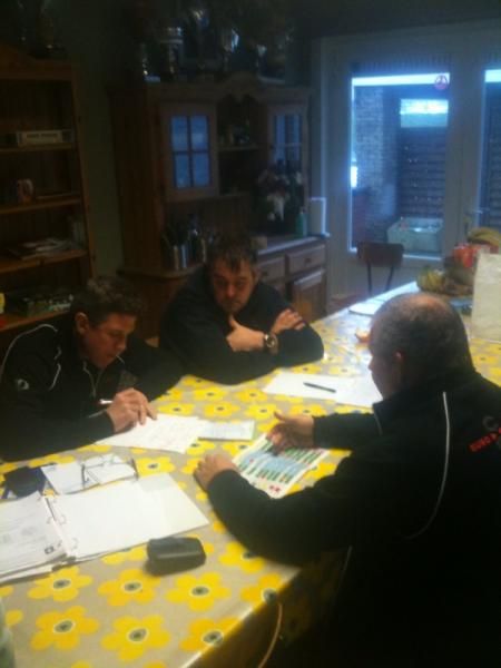 Noel, Geoff and Fox planning out a race.