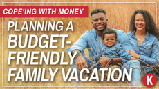 Brandon and his family promoting budget-friendly family vacations