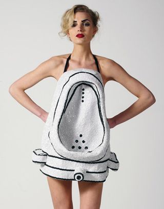 Model wearing Urinal Dress