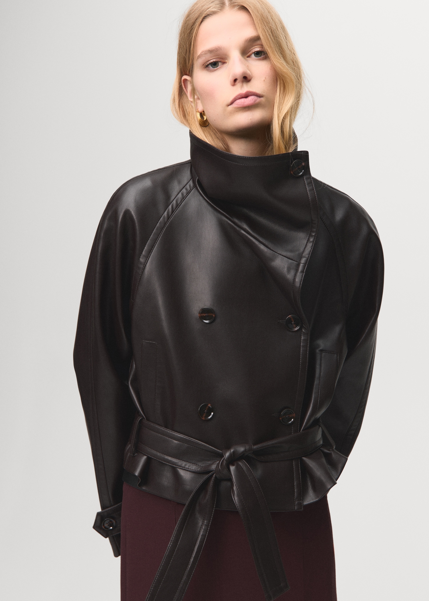 Faux-Leather Jacket With Maxi Lapels - Women | Mango United Kingdom