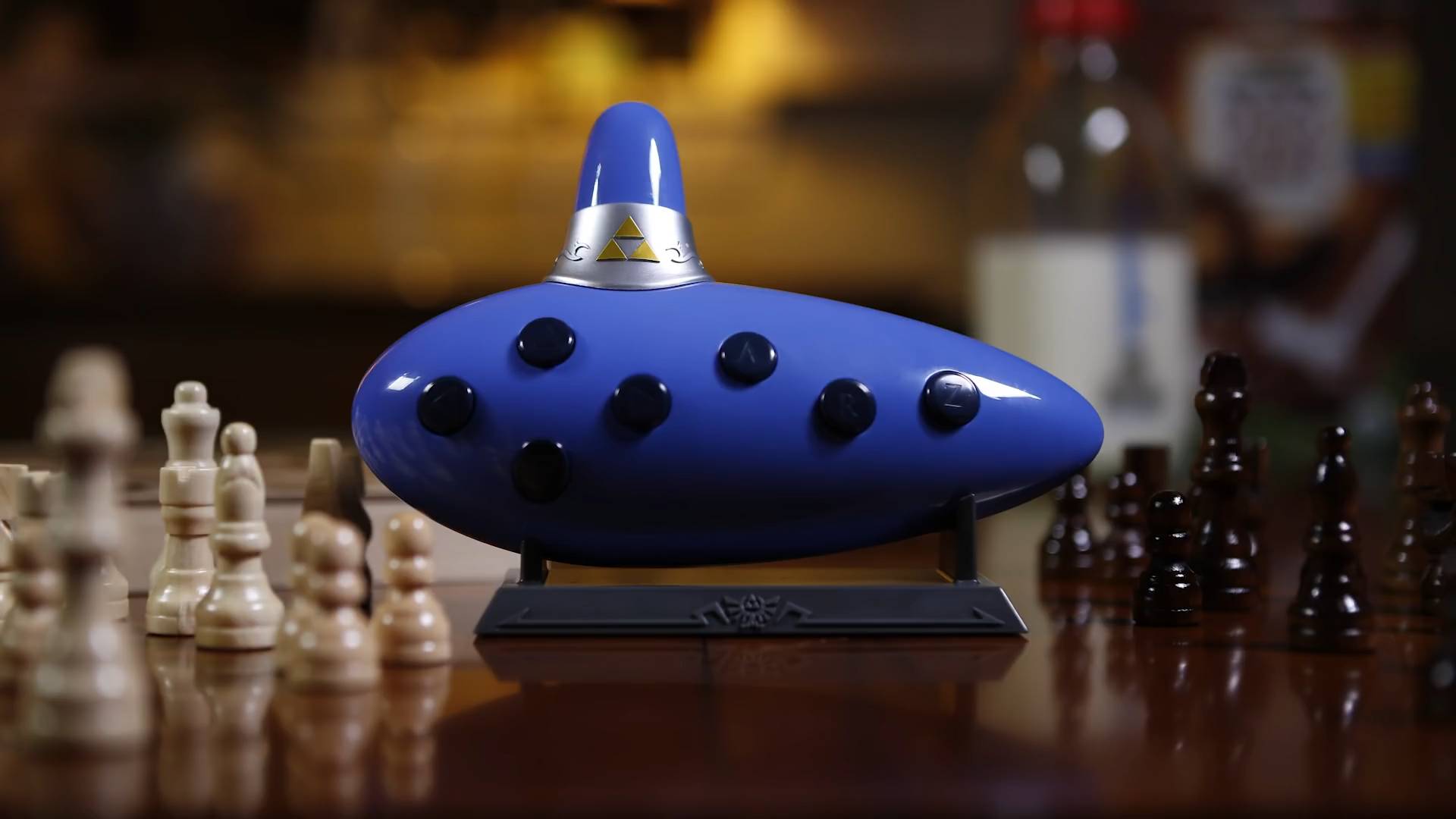 Screenshot from the Legend of Zelda Electronic Ocarina of Time From ThinkGeek YouTube video.