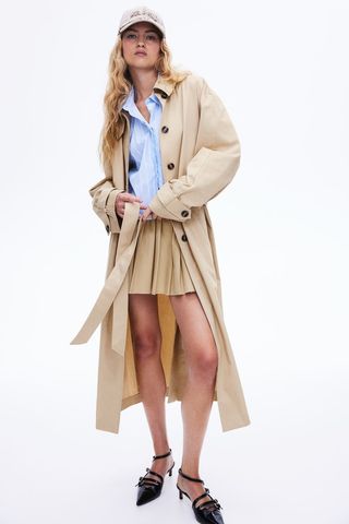 Single-Breasted Twill Trench Coat