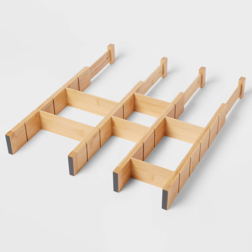 Natural Expandable Drawer Dividers for Closet Storage, 4pk