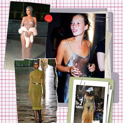 Collage of Images of Margiela Runway, Saint Laurent Runway, Rhianna, and Kate Moss