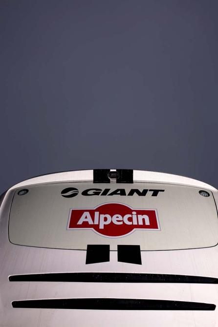 The Alpecin logo sits on equal terms with that of Giant