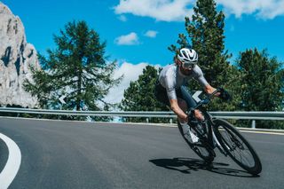 Safa Brian descending in the Dolomites