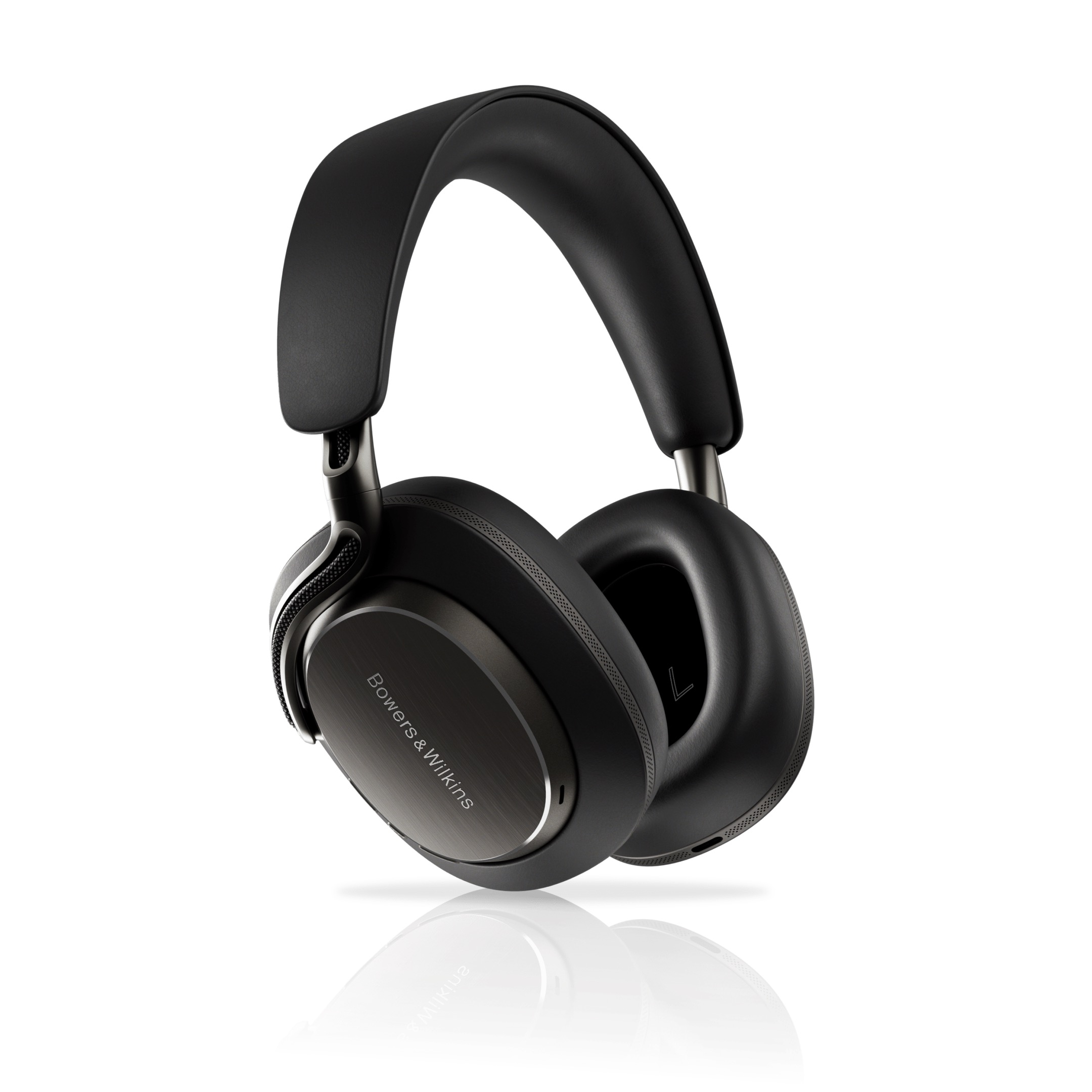 A black pair of Bowers &amp;amp; Wilkins Px8 S2 headphones on a white background.