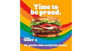 Burger King Pride Whopper on coloured background