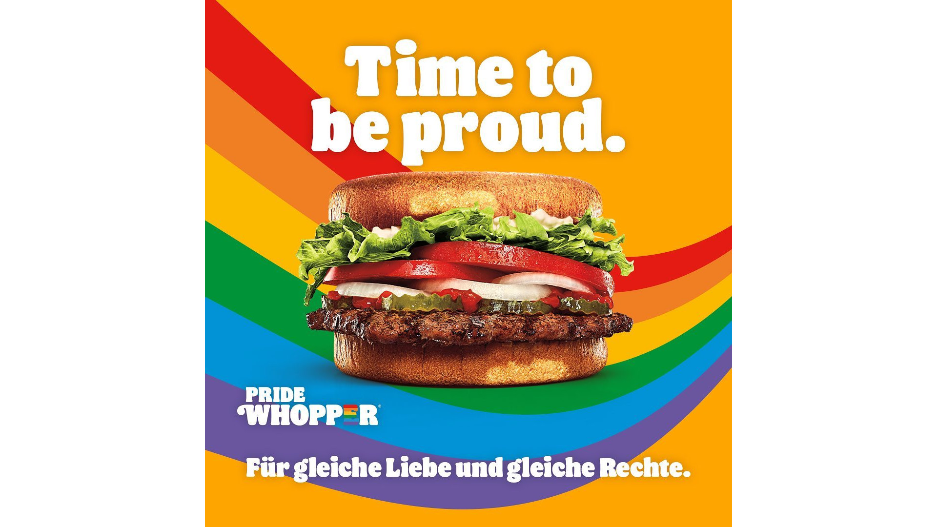 Burger King Pride Whopper on coloured background