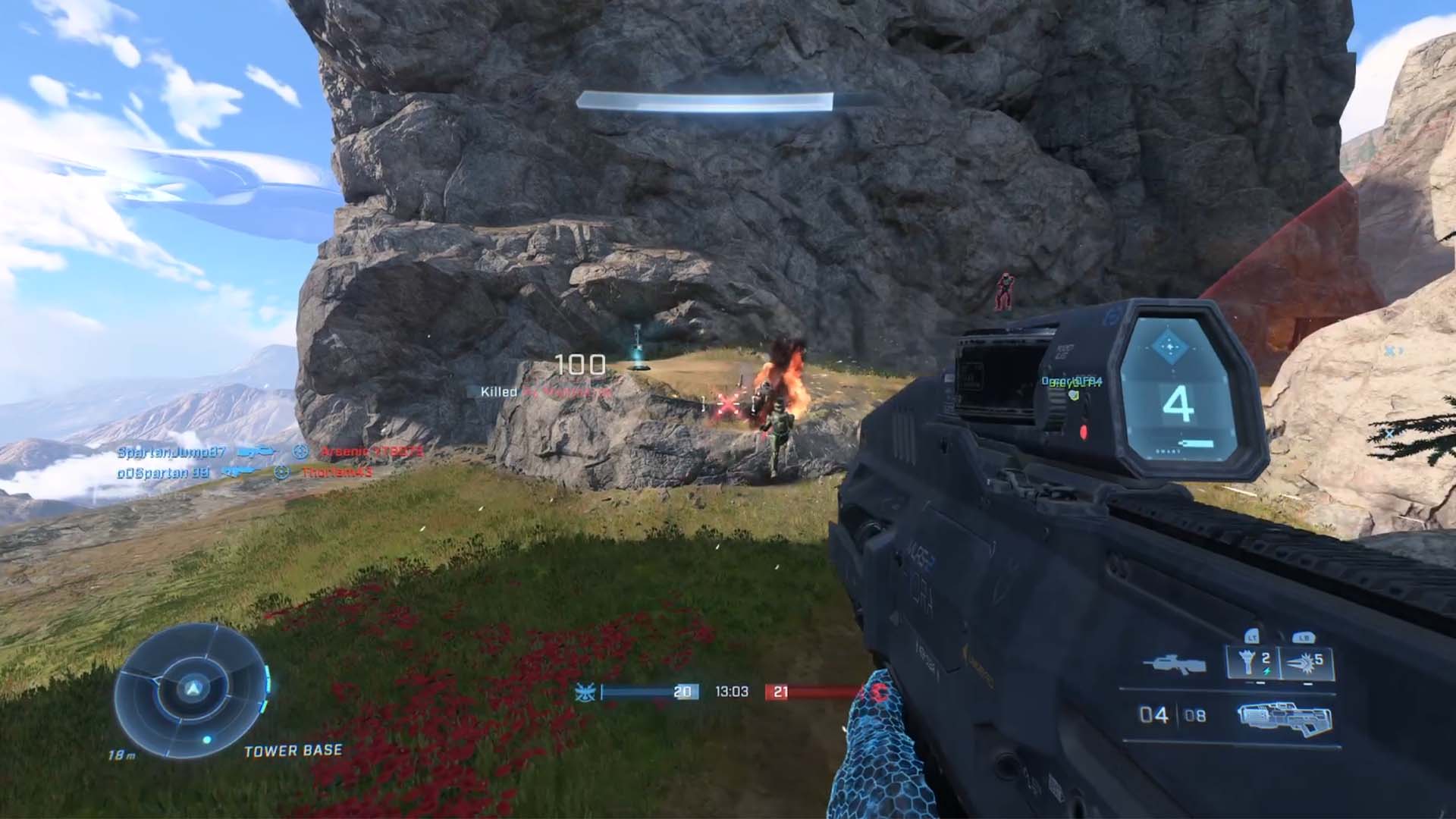 Halo Infinite multiplayer gameplay using hydra launcher