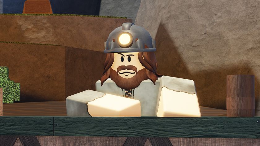 One of the shop NPCs in the Roblox game The Forge. He&#039;s got brown hair with a bear and is wearing a flashlight helmet, like a miner would. 