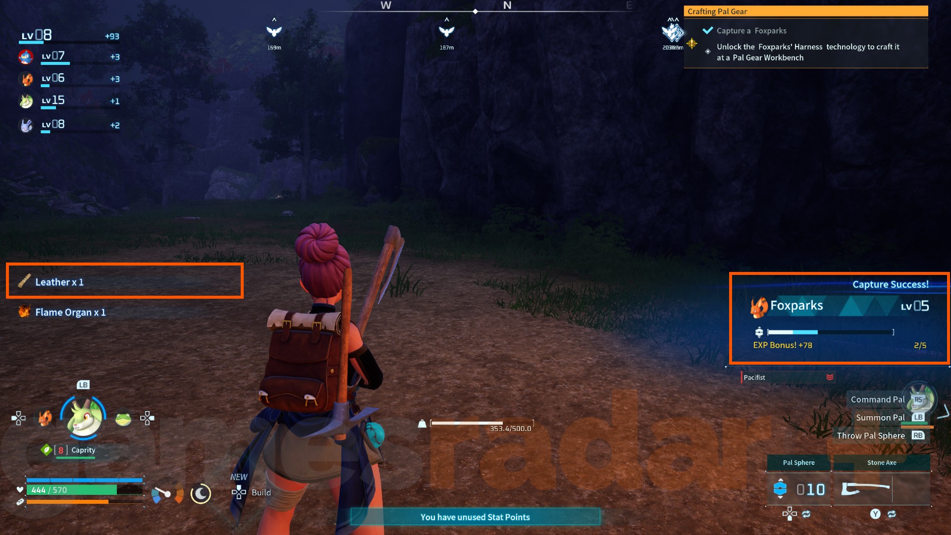 A player obtains one Palworld leather from catching a Foxparks.