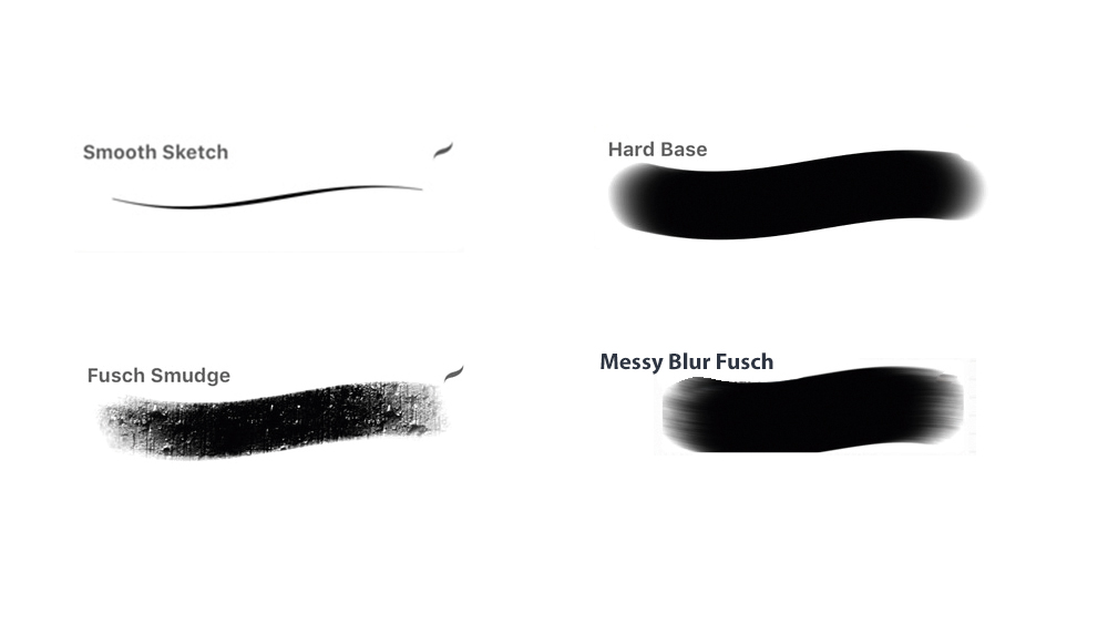 Four customer Procreate brushes