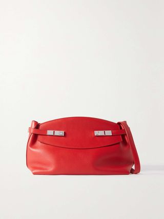 Hug Embellished Large Leather Shoulder Bag