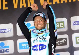 A jubilant Tom Boonen is all smiles after winning the Tour of Flanders