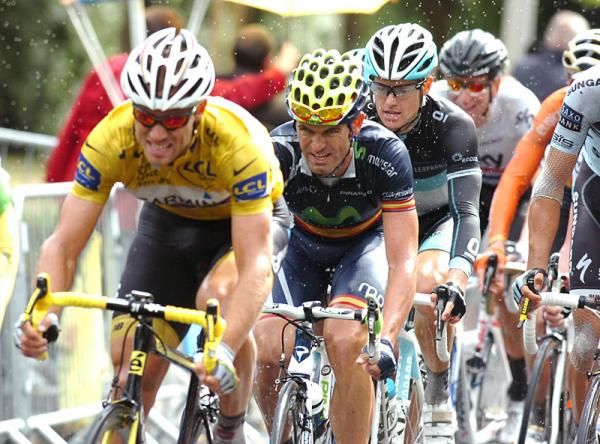 Race leader Thor Hushovd (Garmin-Cervelo) was in his element in the finale - an uphill finish in inclement conditions.