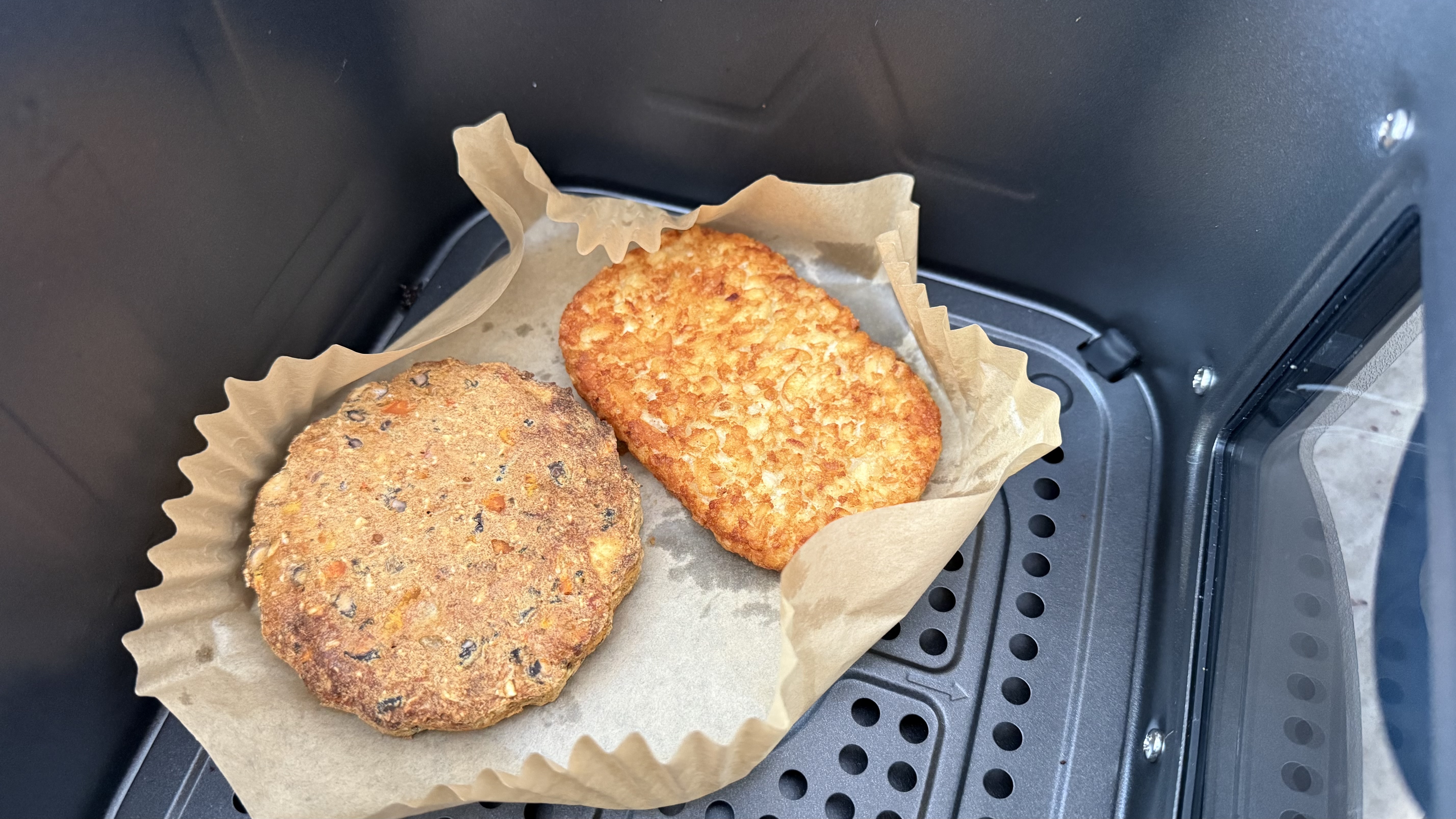 Variety of foods made while testing the Kalorik Vivid Touch air fryer