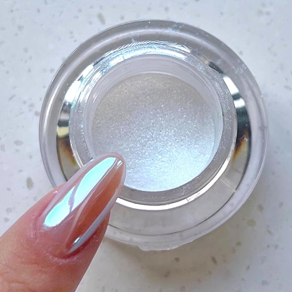 Pretty Diva Moonlight Chrome Nail Powder, Unicorn Mermaid Chrome Powder for Nails, Aurora Nail Powder Iridescent Nail Chrome Powder, Nail Art Glitter Decoration for Home Diy Salon Manicure Pigment