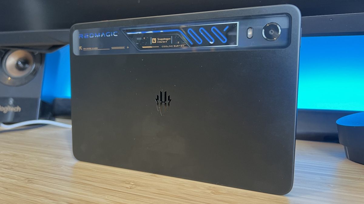 RedMagic Astra 2 gaming tablet on a wooden desk
