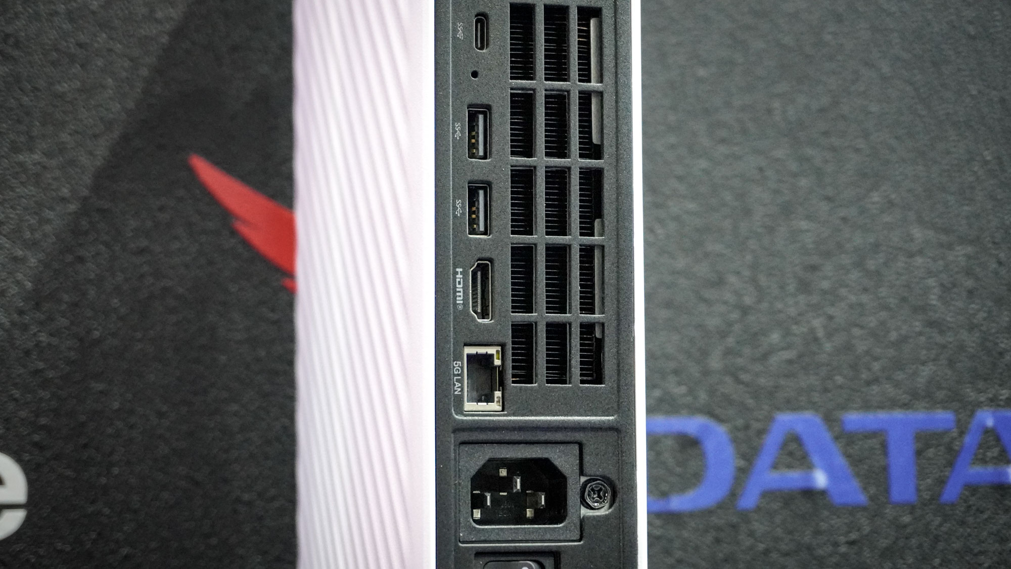 The rear ports of the Minisforum G1 Pro