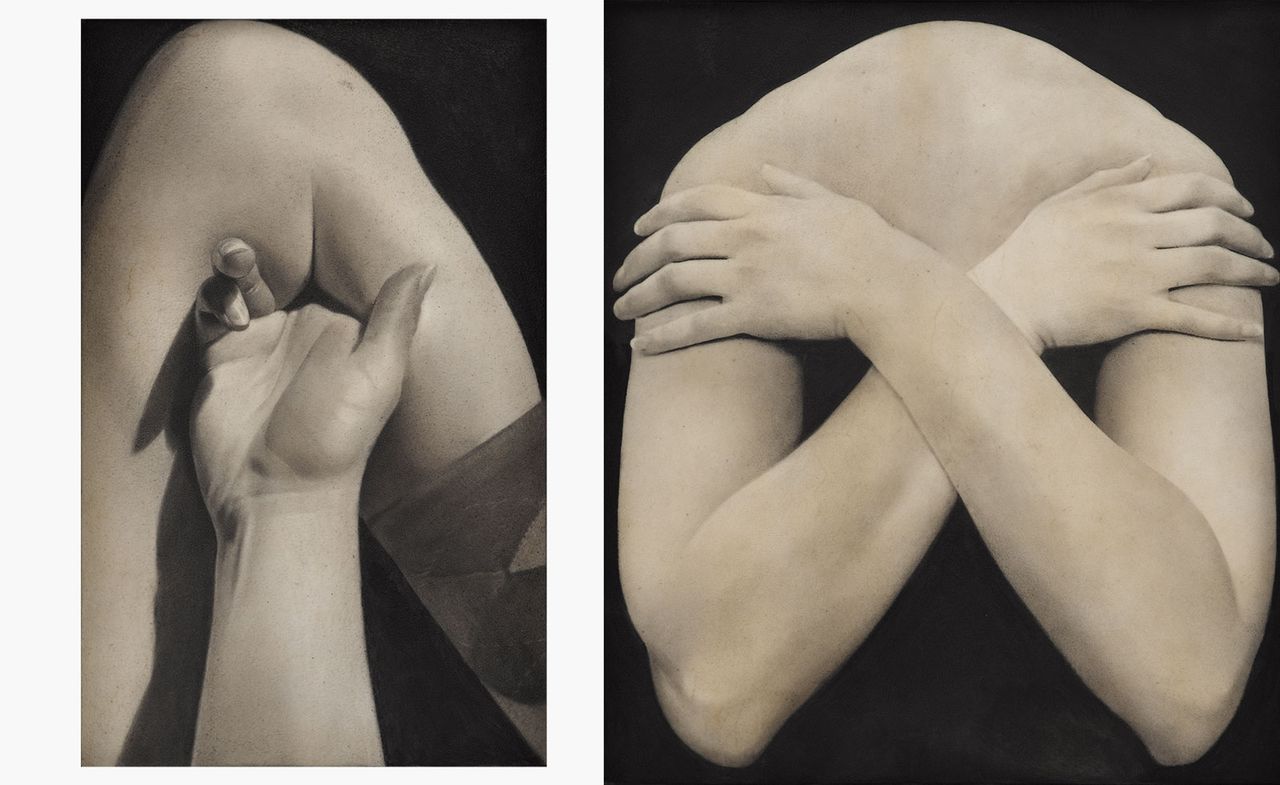 drawings of marble-like bodies from Saskia Colwell&#039;s exhibition