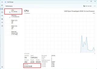 Task Manager PC uptime