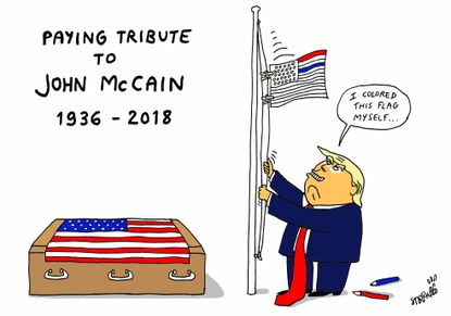 Political cartoon U.S. John McCain death flag Trump wrong colors